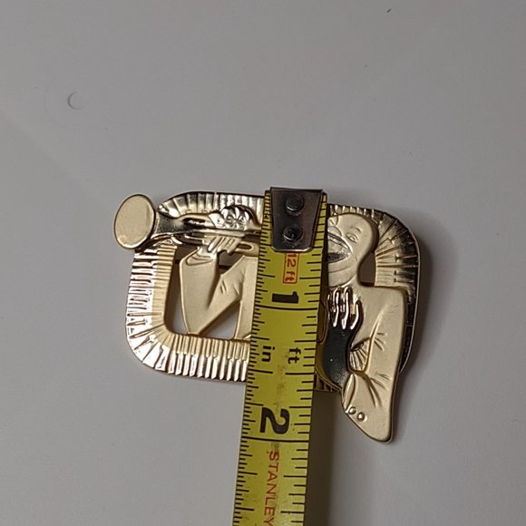 Vintage Gold Tone AJC Louis Armstrong Trumpet Brooch - Picture 10 of 12